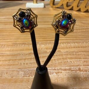 Chico's Gold and Black Spider Web Earrings